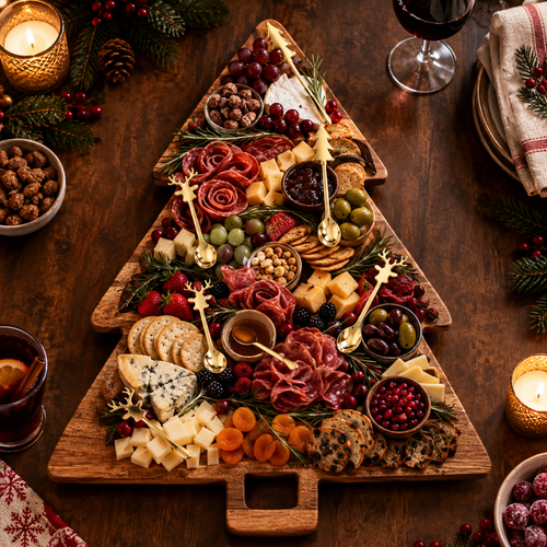 Acacia Wood Christmas Charcuterie Board
