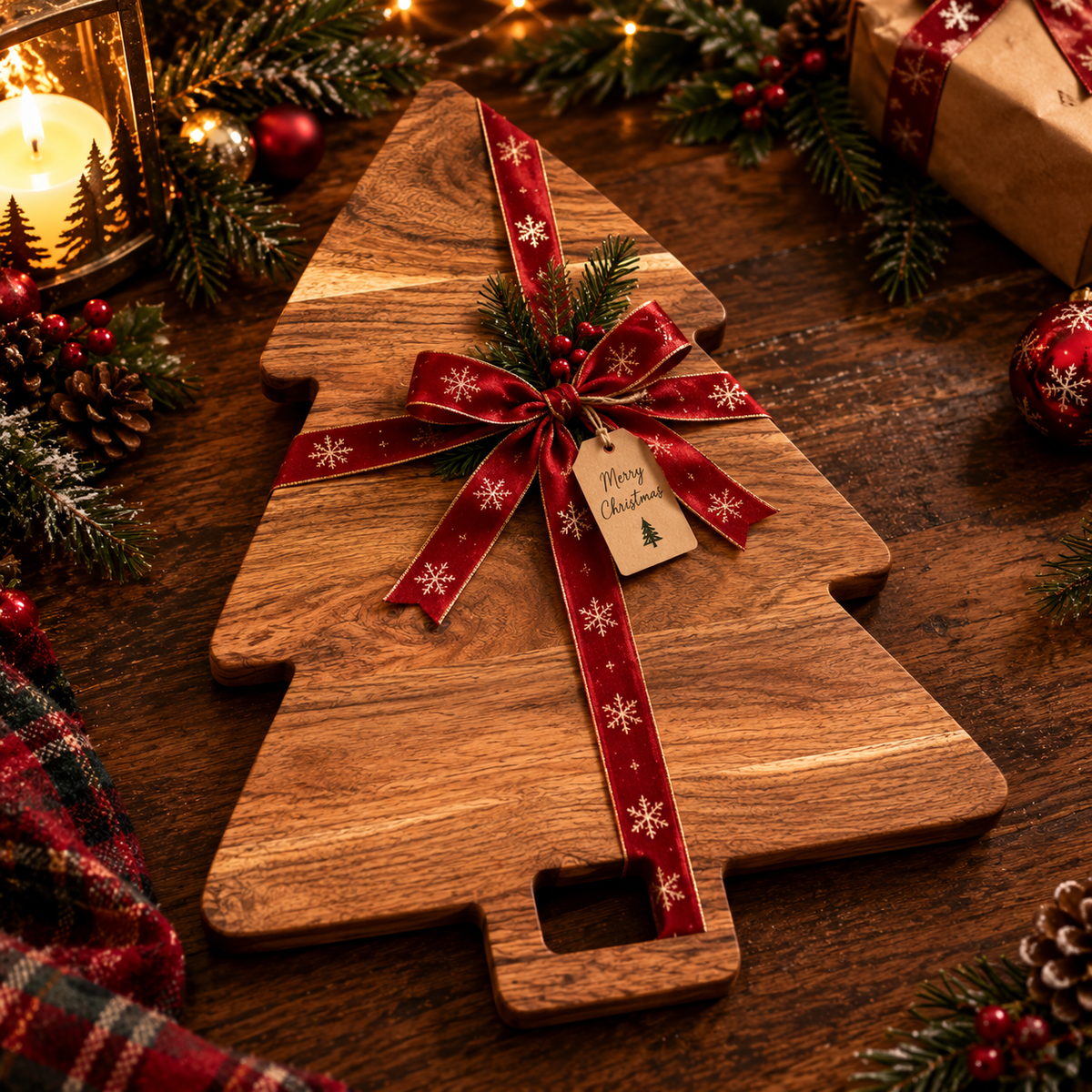 Acacia Wood Christmas Charcuterie Board